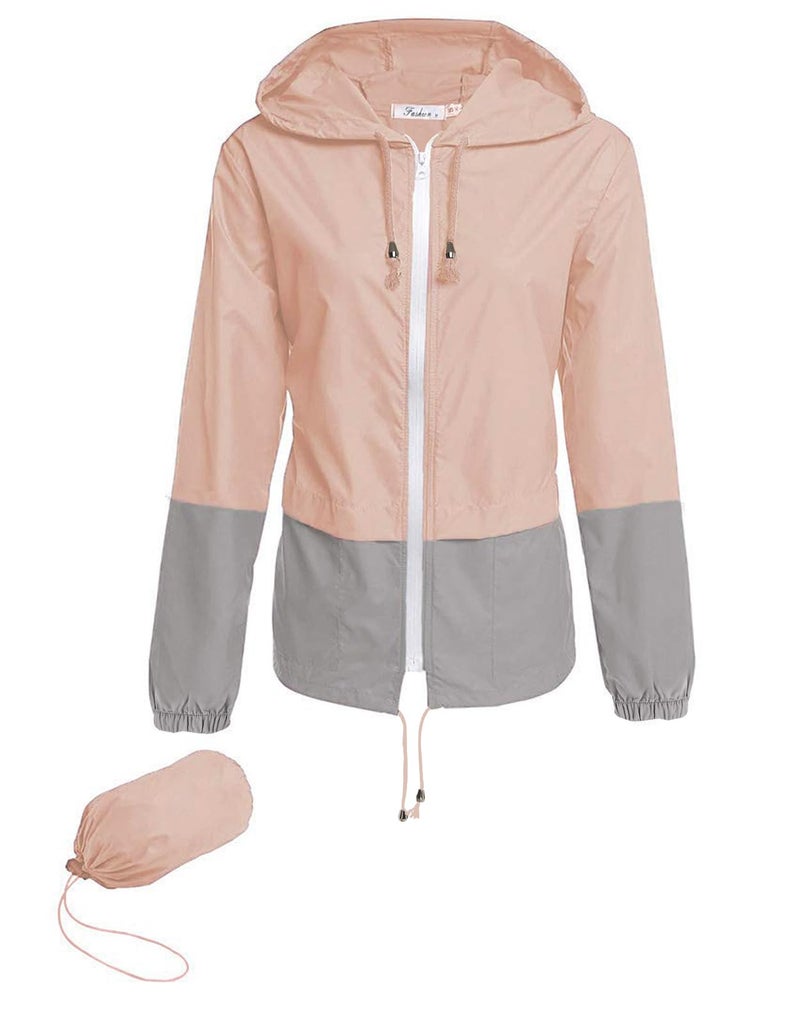 Hount Women's Lightweight Hooded Raincoat Waterproof Packable Active Outdoor Rain Jacket (S-3XL) (Light Pink, 3X-Large) - Image 1